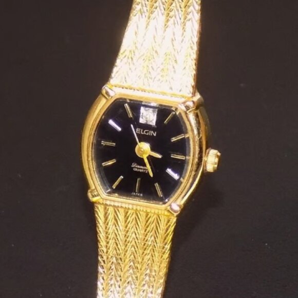 Vintage Elgin Diamond Quartz Dainty Lady's Watch Japan, Original Case EK230-007 - Picture 2 of 10